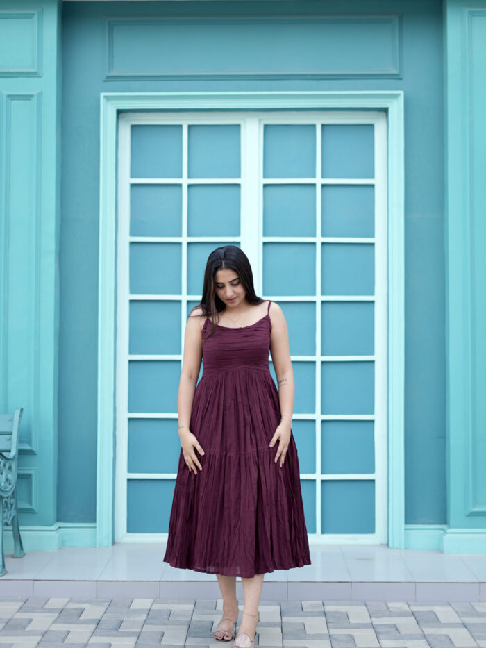 Burgundy Bloom Midi Dress