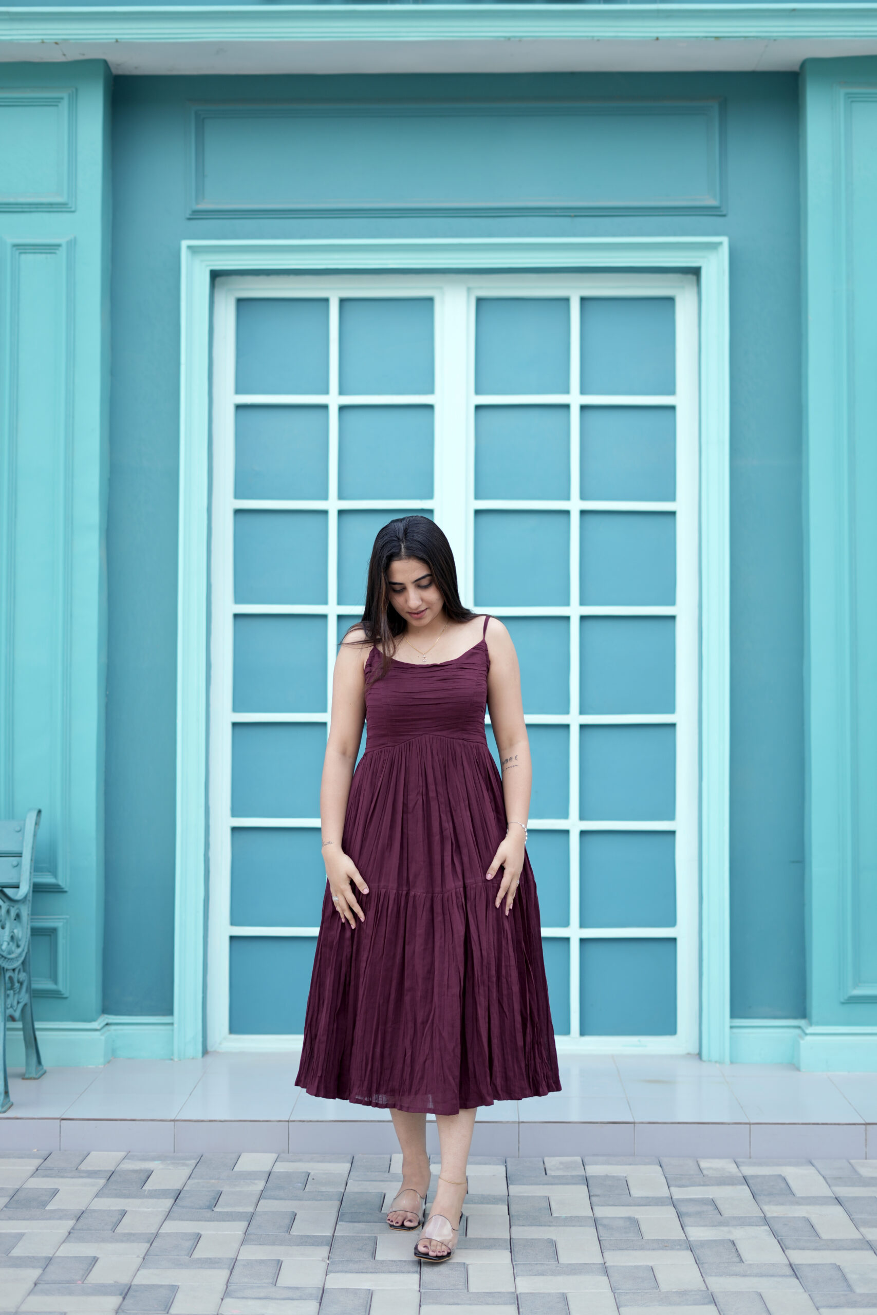 Burgundy Bloom Midi Dress